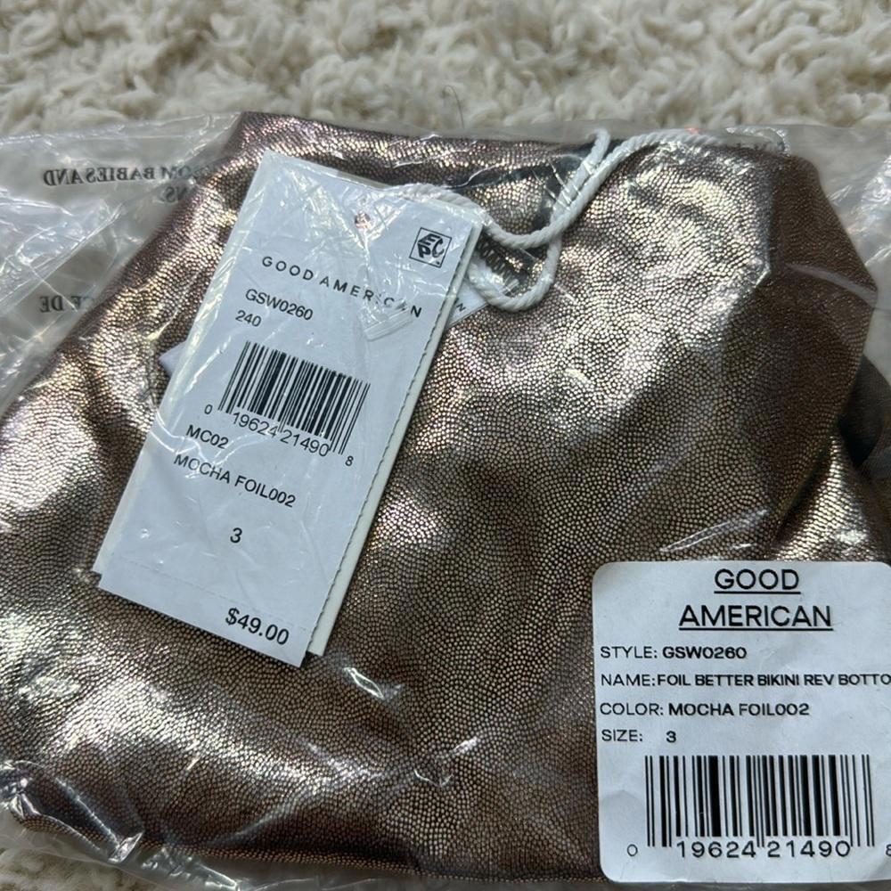 Good American Womens Foil Better Bikini Reversible Bottom Mocha Size L New - Picture 8 of 11